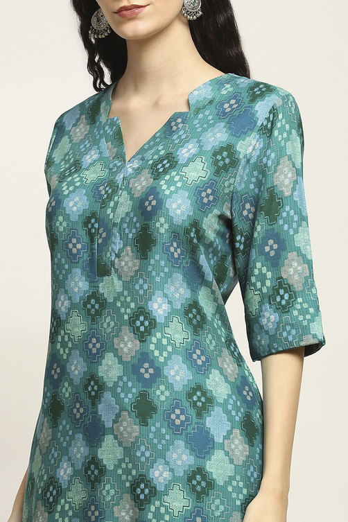 Red Printed Straight Kurta image number 1