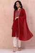 Maroon Cotton Dupatta image number 0