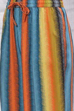 Orange LIVA Kurta Pants Set image number 2