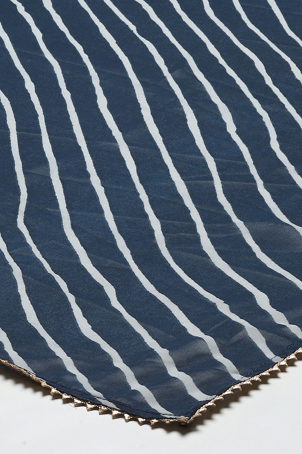 Blue Bandhani Print Straight Kurta & Salwar Suit Set image number 3