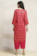 Pink Viscose Rayon Printed Straight Kurta Pants Set image number 4