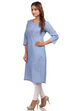 Blue Straight Cotton Kurta image number 2