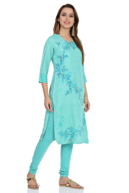 Turq Straight Viscose Kurta image number 3