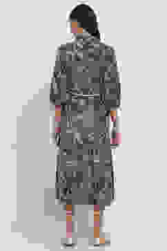 Indigo Cotton Printed Tiered Dress image number 3