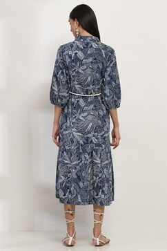 Indigo Cotton Tiered Dress image number 3