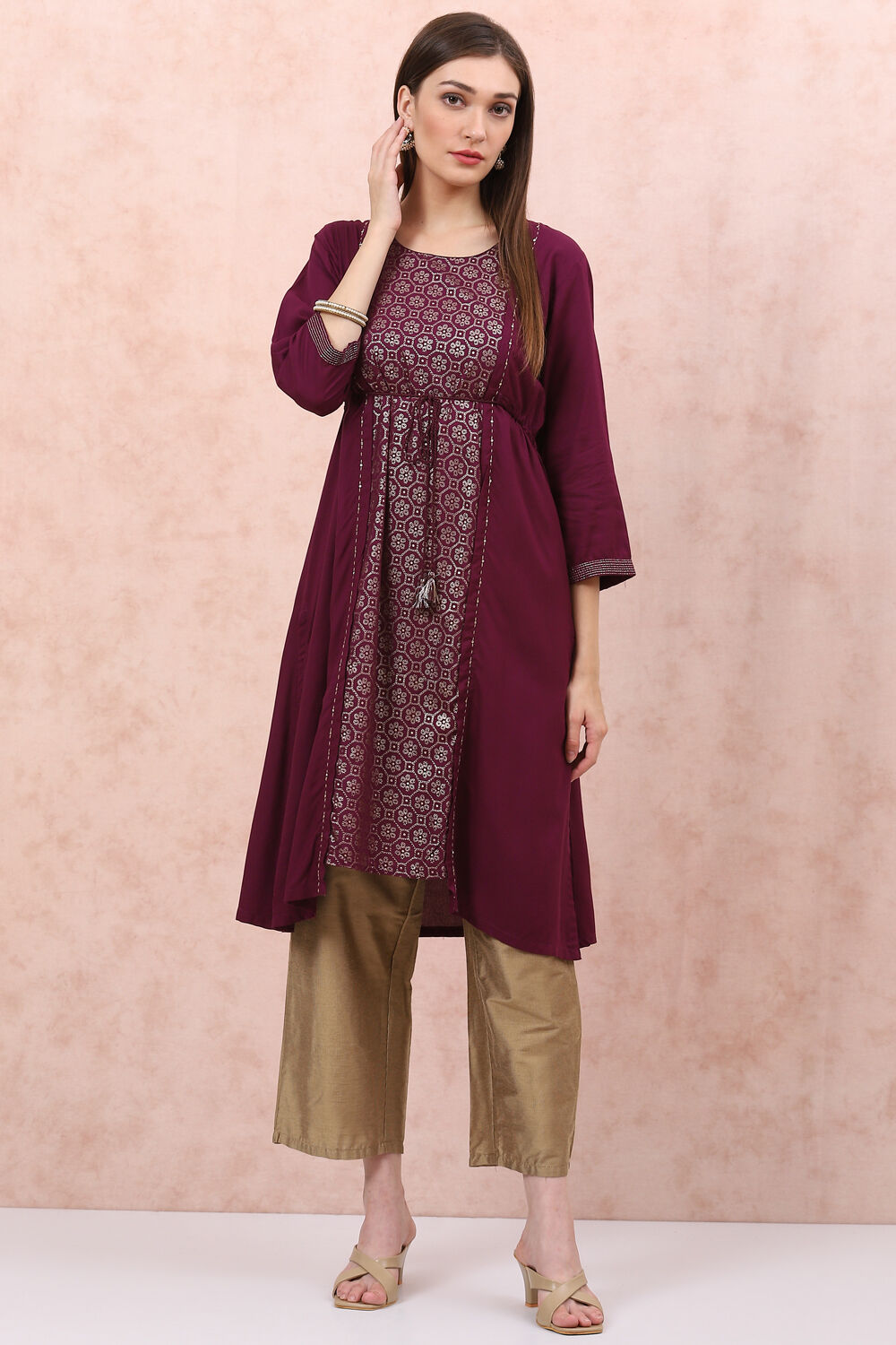 Phalsa LIVA Flared Kurta image number 3