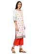Beige Straight Cotton Kurta image number 3