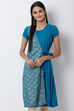 Turquoise Poly Cotton A Line Dress image number 0