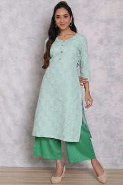 Mint Green Cotton Straight Suit Set image number 0