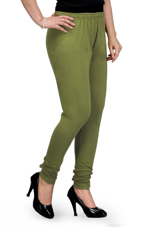 Olive Cotton Leggings image number 1