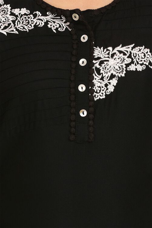 Black Cotton Straight Kurta image number 4