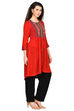 Red Kalidar Viscose Kurta image number 3