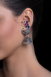 Blue And Pink Metal Brass Earring