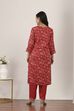 Red Cotton Straight Suit Sets image number 4