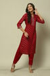 Pink LIVA Straight Printed Kurta Palazzo Suit Set image number 0