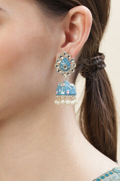 Teal Alloy Earrings image number 1