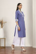 Blue Cotton Straight Kurtas image number 4