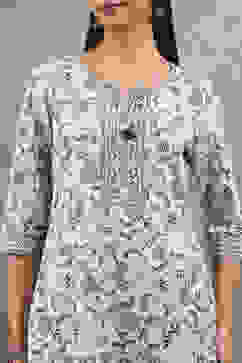 Natural Viscose Rayon Printed Straight Kurta image number 1