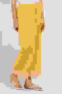 Mustard Yellow Solid Straight Palazzos image number 3