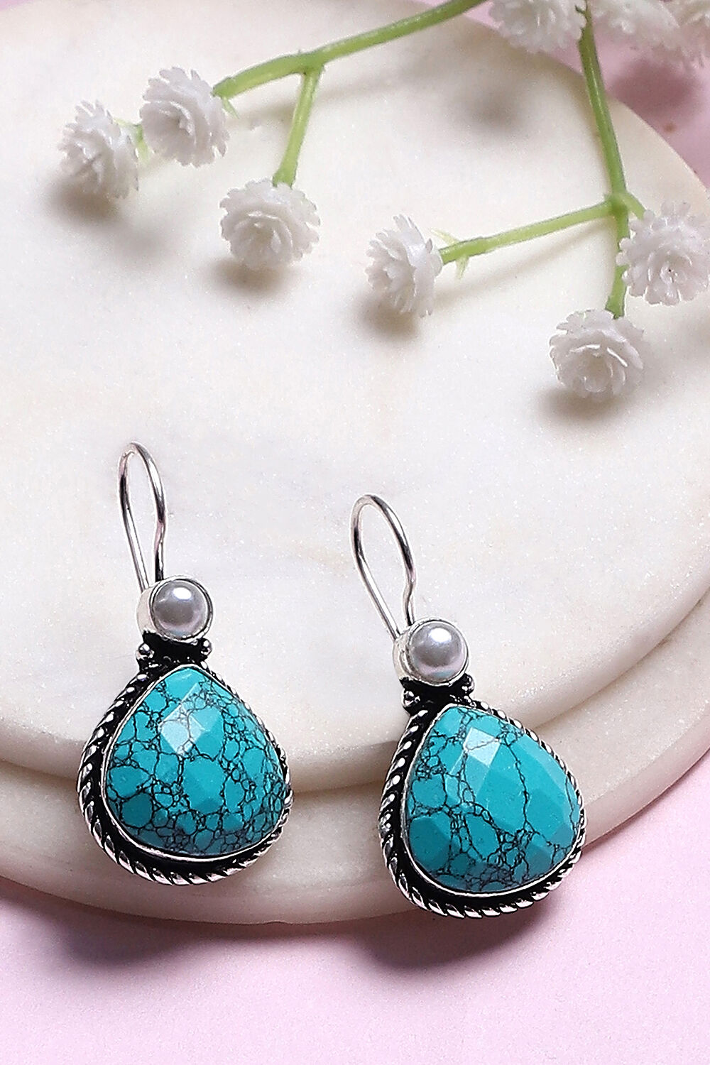 Turquoise Brass Jhumka image number 0