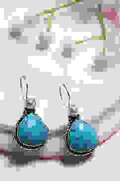 Turquoise Brass Jhumka image number 0