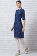 Indigo LIVA Straight Kurta image number 2