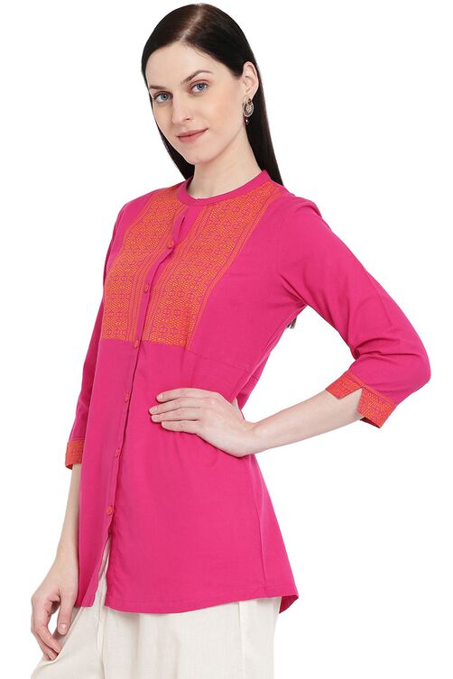 Pink Cotton Flared Indie Top image number 2