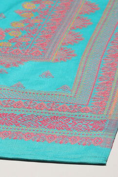 Teal Poly Viscose Straight Yarndyed Kurta Palazzo Suit Set image number 3
