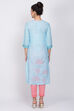 Blue Cotton Straight Kurta image number 4