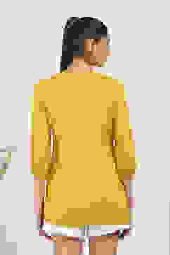Yellow Rayon Straight Tops image number 3