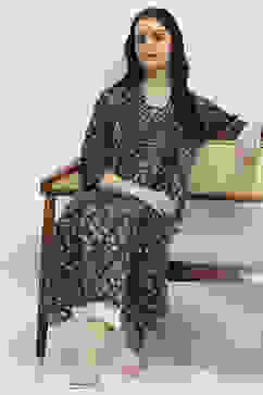 Indigo Cotton Printed A-Line Kurta image number 0