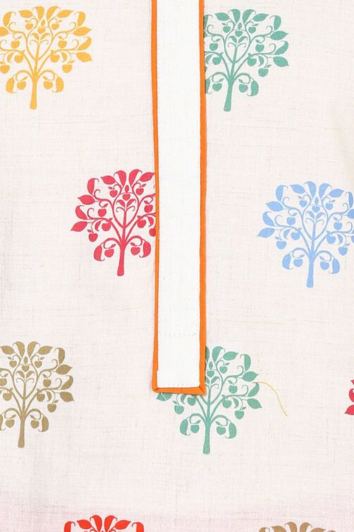 Beige Straight Cotton Kurta image number 1
