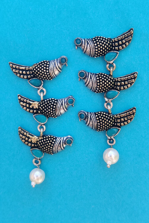 Light Blue Metal Brass Earring image number 0