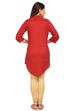 Red Straight Cotton Kurta image number 3