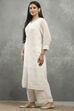 White Polyester Straight Kurta Pants Set image number 3