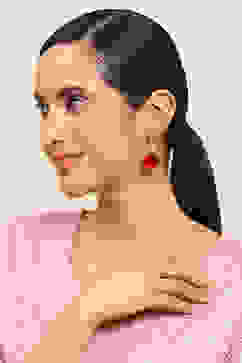 Maroon Brass Jhumka image number 3