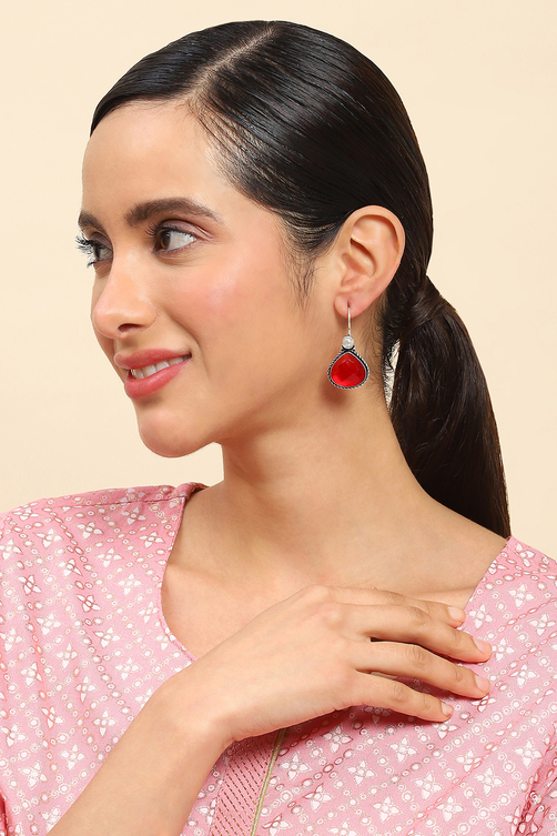 Maroon Brass Jhumka image number 3