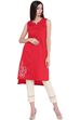 Red Cotton Straight Kurta image number 0