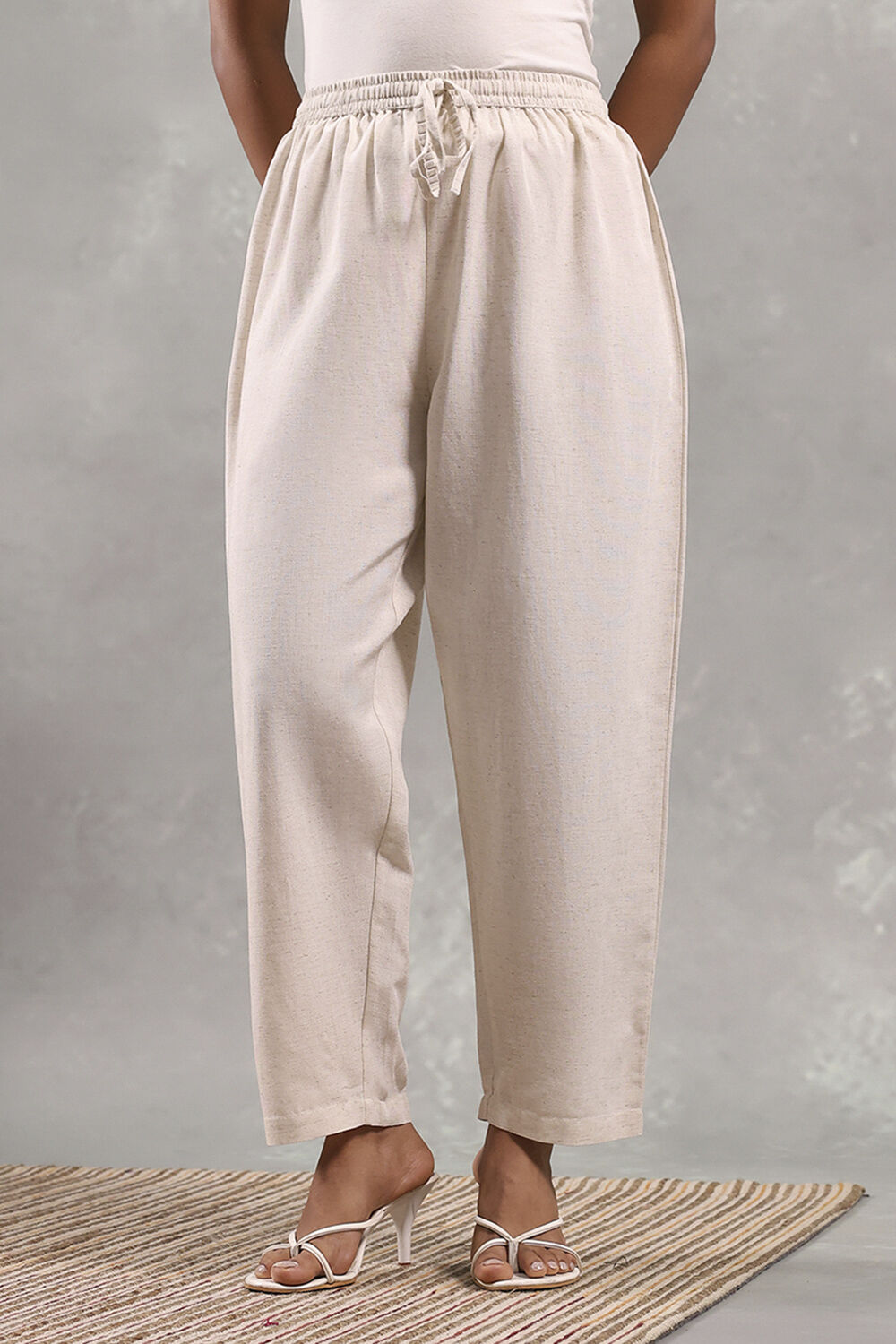 Natural Rayon Blend Solid Straight Pants image number 4