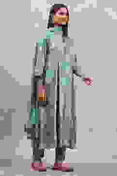 Teal Viscose Rayon Printed Kalidar Suit Set image number 5