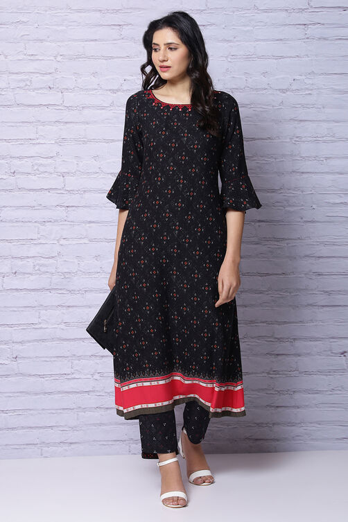 Black Viscose Kurta image number 0