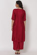 Wine Viscose Straight Kurta image number 4