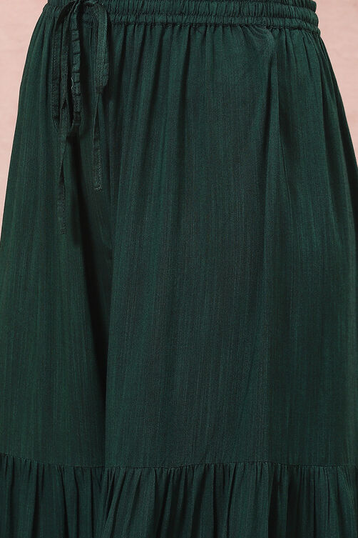 Green Art Silk Sharara Pants image number 1