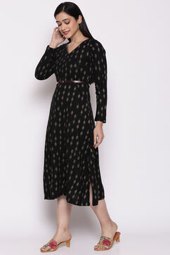 Black Poly Cotton Asymmetric Dress image number 2