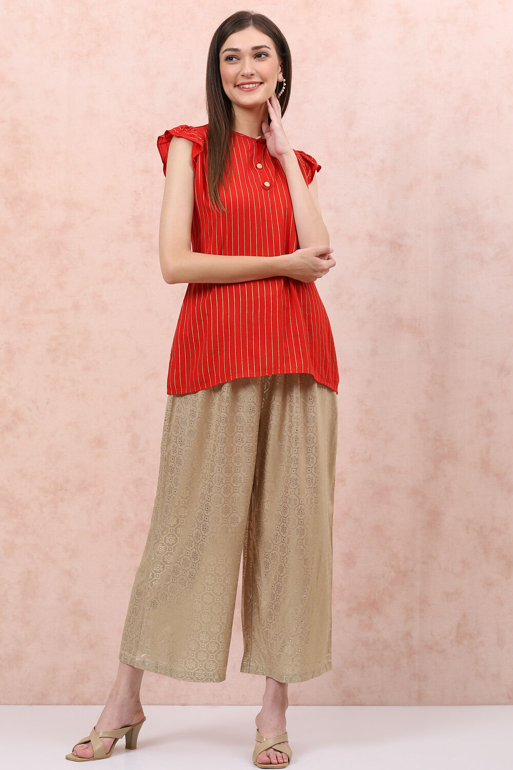 Golden LIVA Palazzo Pants image number 5