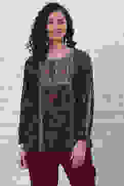 Black Poly Crepe Printed Straight Top image number 5