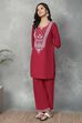 Red Cotton Kurta Pants Set image number 0