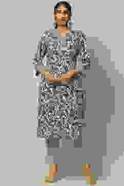 Black Rayon Straight Suit Set image number 6