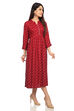 Maroon Flared Viscose Dress image number 8