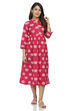 Fuschia Flared Cotton Dress image number 0